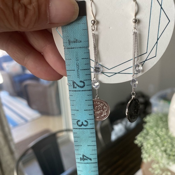 B.B. Lila Coin & Crystal Drop Earrings NEW - Picture 6 of 6